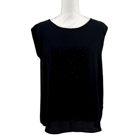 NWT Apt. 9 Womens Black Sleeveless Top With Rhinestone Detail  Size L - Picture 1 of 10